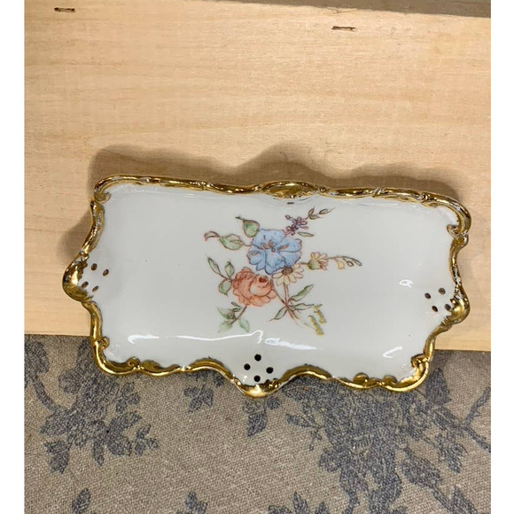 VTG Unique Signed Hand Painted Rectangular Trinket Dish - Picture 3 of 11